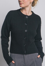 Miss Bliss LT Chunky Crew Neck Cardigan W Buttons-Black