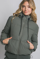 Miss Bliss LT Long Sleeve Padded Puffer Jacket-Olive