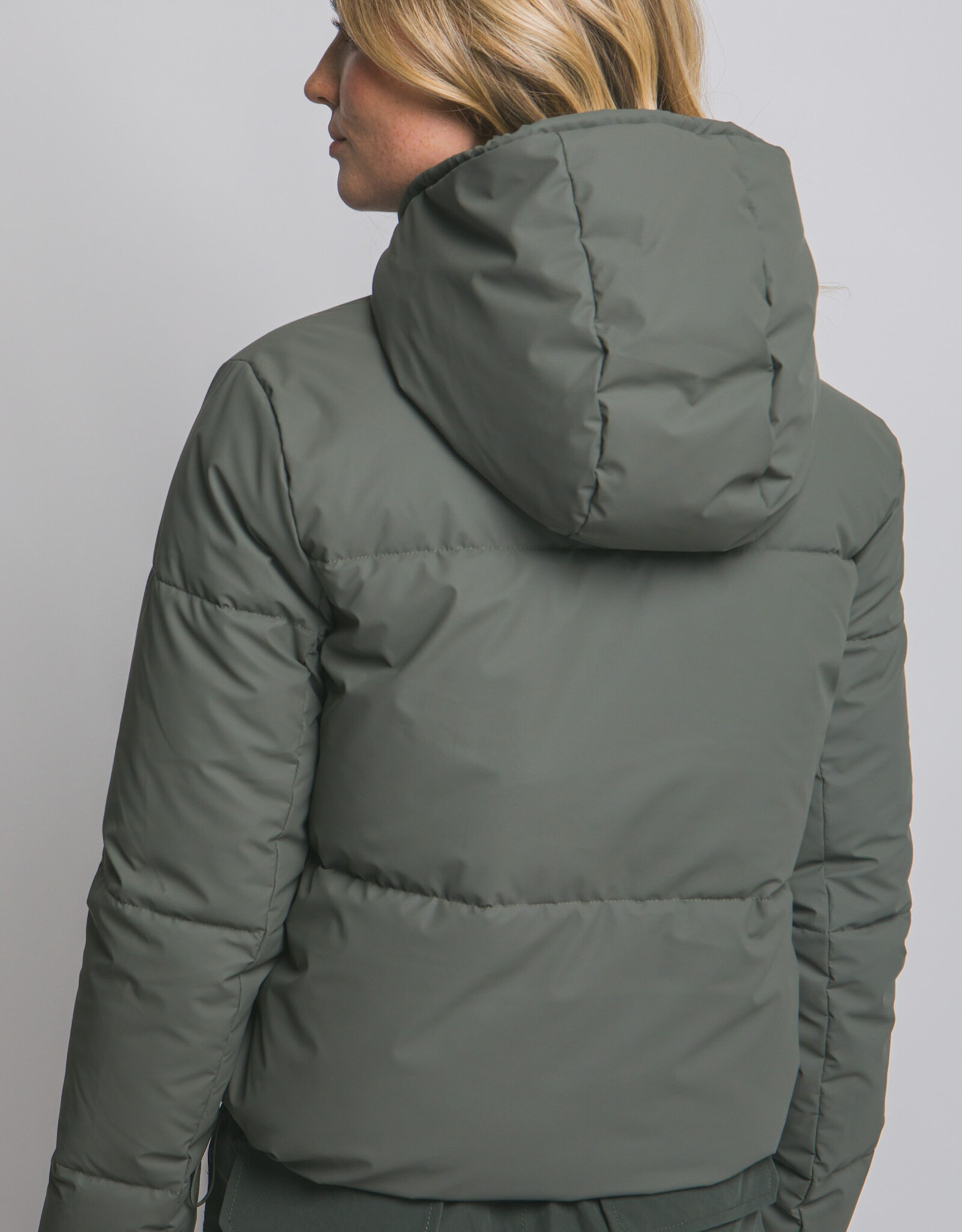 Miss Bliss LT Long Sleeve Padded Puffer Jacket-Olive