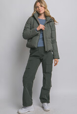 Miss Bliss LT Long Sleeve Padded Puffer Jacket-Olive