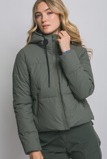 Miss Bliss LT Long Sleeve Padded Puffer Jacket-Olive