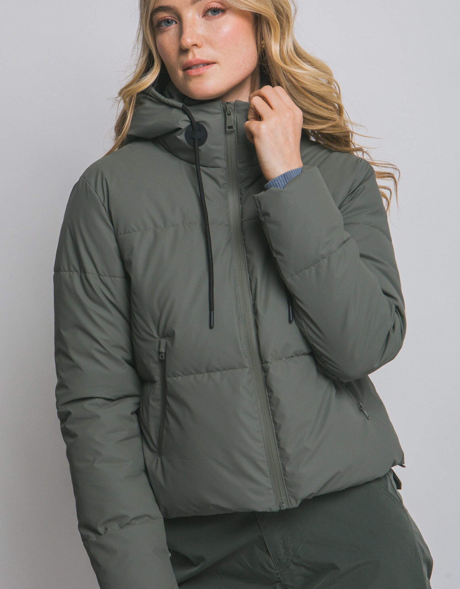 Miss Bliss LT Long Sleeve Padded Puffer Jacket-Olive