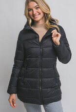 Miss Bliss LT Long Quilted Puffer Jacket-Black