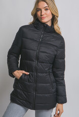 Miss Bliss LT Long Quilted Puffer Jacket-Black