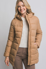 Miss Bliss LT Long Quilted Puffer Jacket-Camel