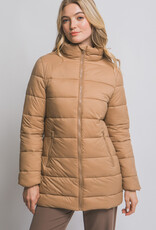 Miss Bliss LT Long Quilted Puffer Jacket-Camel
