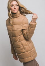 Miss Bliss LT Long Quilted Puffer Jacket-Camel