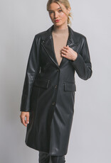 Miss Bliss LT Faux Leather Longline Coat-Black