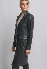 Miss Bliss LT Faux Leather Longline Coat-Black