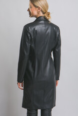 Miss Bliss LT Faux Leather Longline Coat-Black