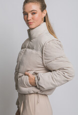 Miss Bliss LT Corduroy Puffer Jacket W/ Drawstrings-Cream