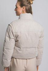 Miss Bliss LT Corduroy Puffer Jacket W/ Drawstrings-Cream