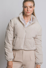 Miss Bliss LT Corduroy Puffer Jacket W/ Drawstrings-Cream