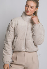 Miss Bliss LT Corduroy Puffer Jacket W/ Drawstrings-Cream