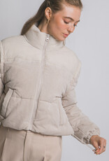 Miss Bliss LT Corduroy Puffer Jacket W/ Drawstrings-Cream