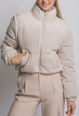 Miss Bliss LT Corduroy Puffer Jacket W/ Drawstrings-Cream