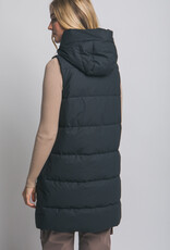 Miss Bliss LT Hooded Long Quilted Puffer Vest-Black