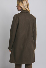 Miss Bliss LT Long Line Fleece Open Coat-Espresso