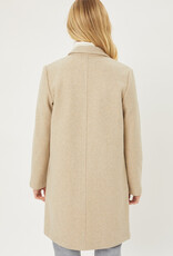 Miss Bliss LT Long Line Fleece Open Coat-Oatmeal