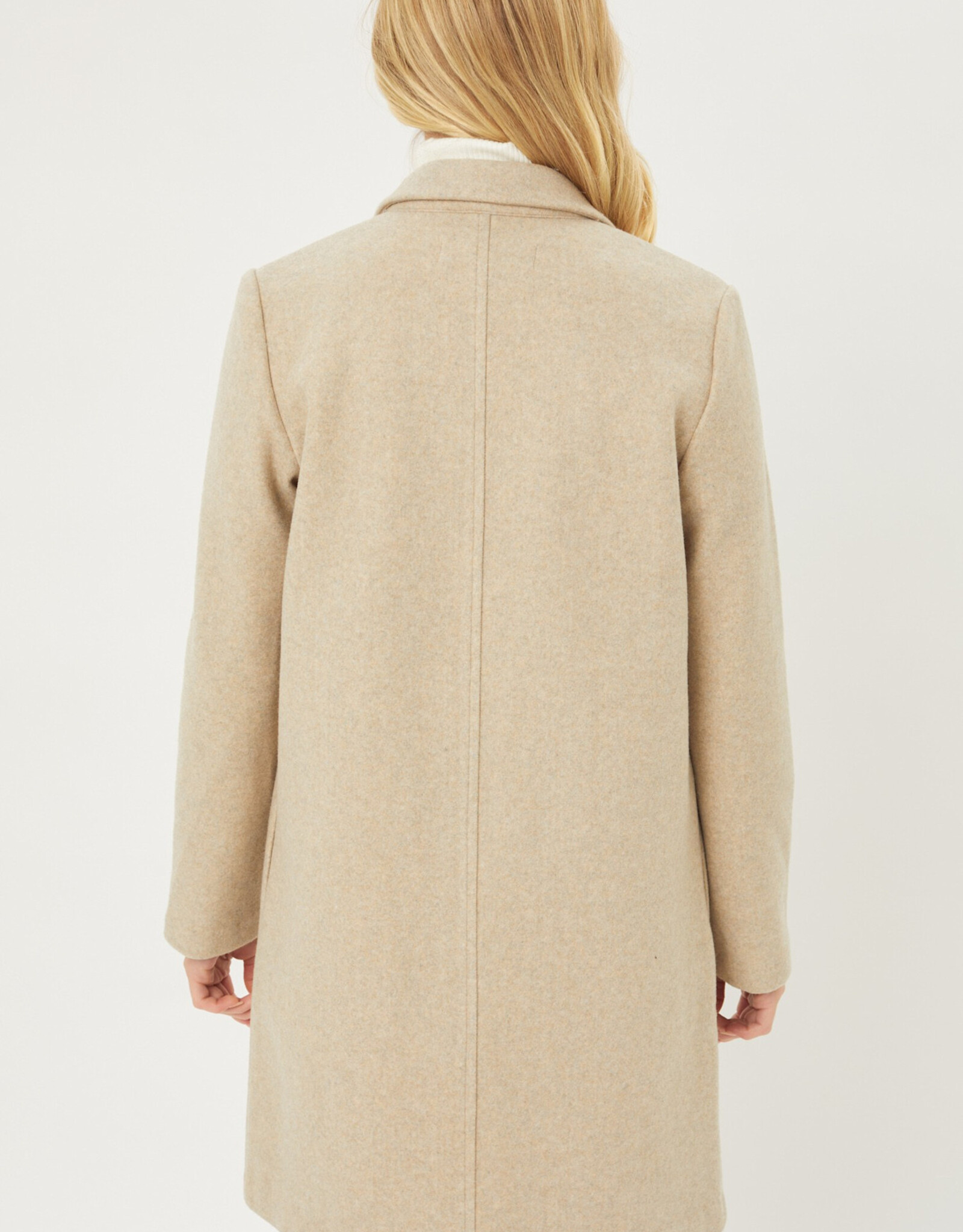 Miss Bliss LT Long Line Fleece Open Coat-Oatmeal