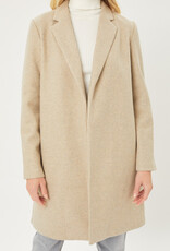 Miss Bliss LT Long Line Fleece Open Coat-Oatmeal