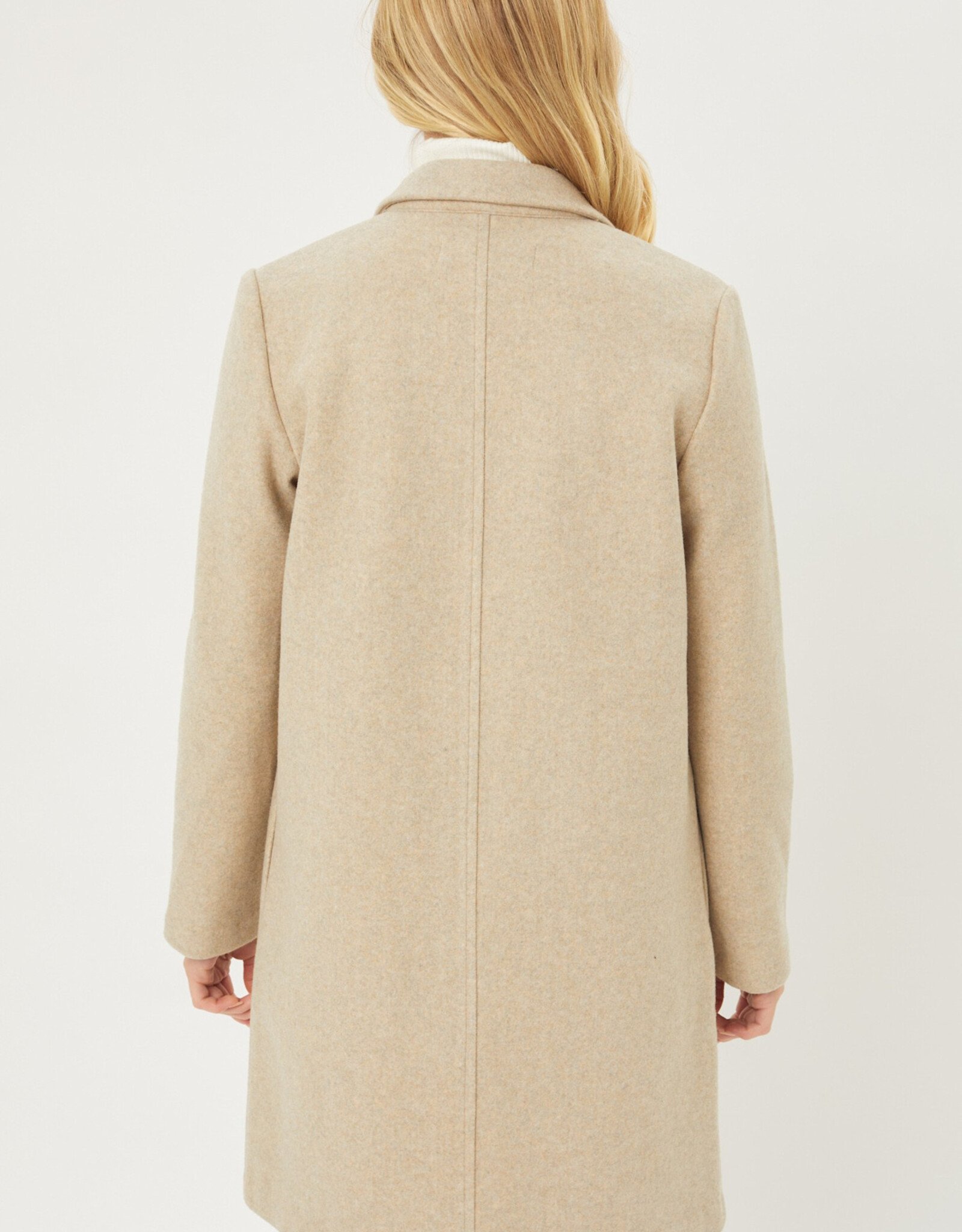 Miss Bliss LT Long Line Fleece Open Coat-Oatmeal