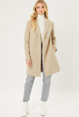 Miss Bliss LT Long Line Fleece Open Coat-Oatmeal