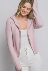 Miss Bliss LT Zip Sweater Hoodie-Pink