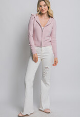 Miss Bliss LT Zip Sweater Hoodie-Pink