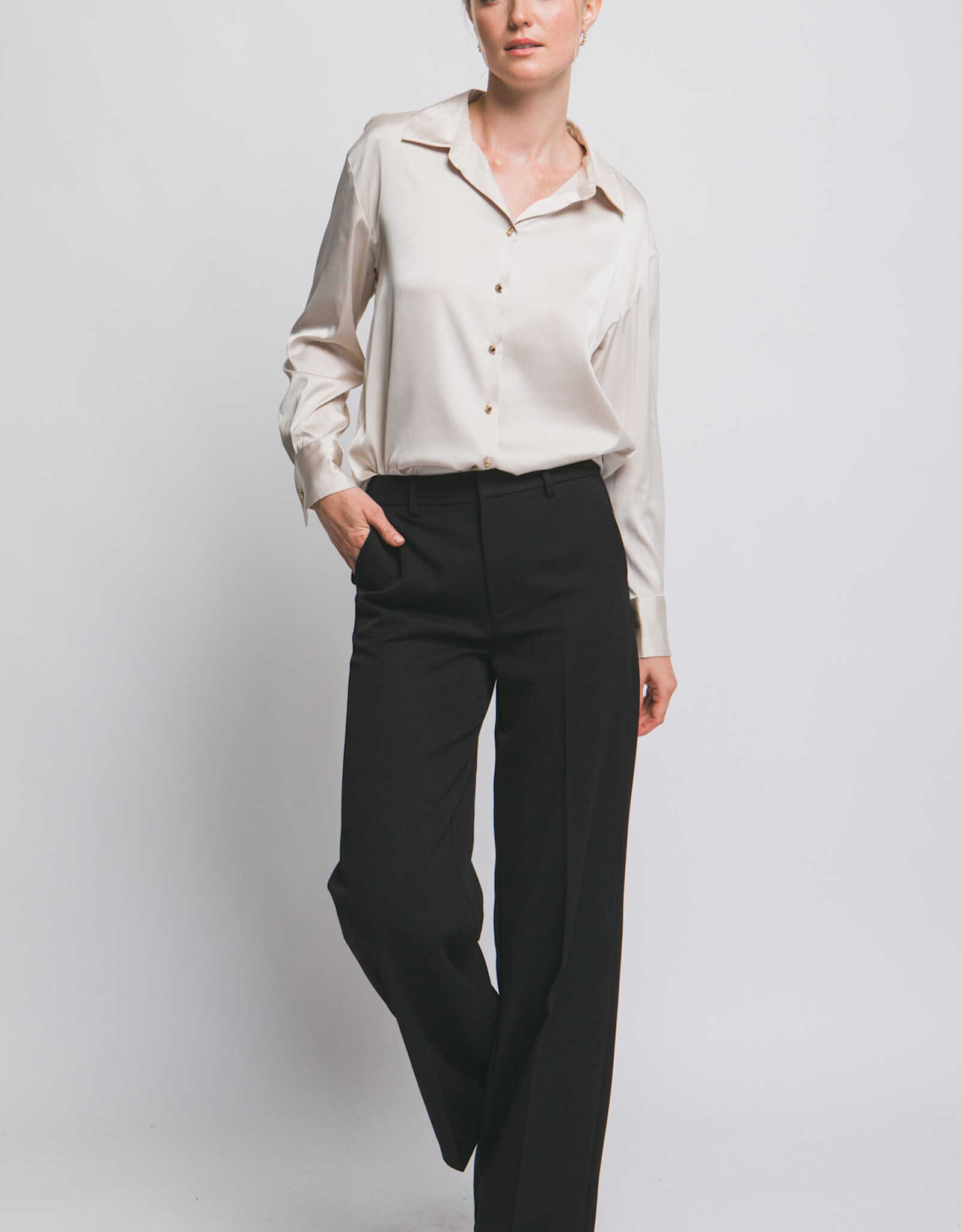 Miss Bliss LT Solid Straight Leg Pants-Black
