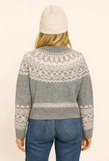 Miss Bliss Dream Fair Isle Yoke Cardigan-Grey