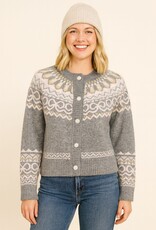 Miss Bliss Dream Fair Isle Yoke Cardigan-Grey