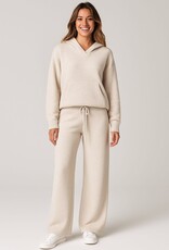 Miss Bliss Dream HRise Flowy Wide Leg Knit Pants-Taupe