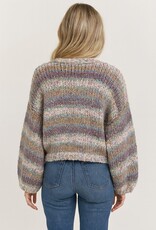 Miss Bliss Dream Chunky Striped Speckled Cardi-Purple