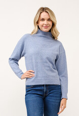 Miss Bliss Cielo Soft Turtleneck Pullover Sweater-Blue