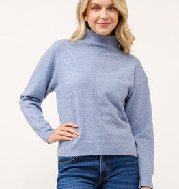 Miss Bliss Soft Turtleneck Pullover Sweater-Blue