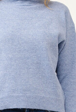 Miss Bliss Cielo Soft Turtleneck Pullover Sweater-Blue