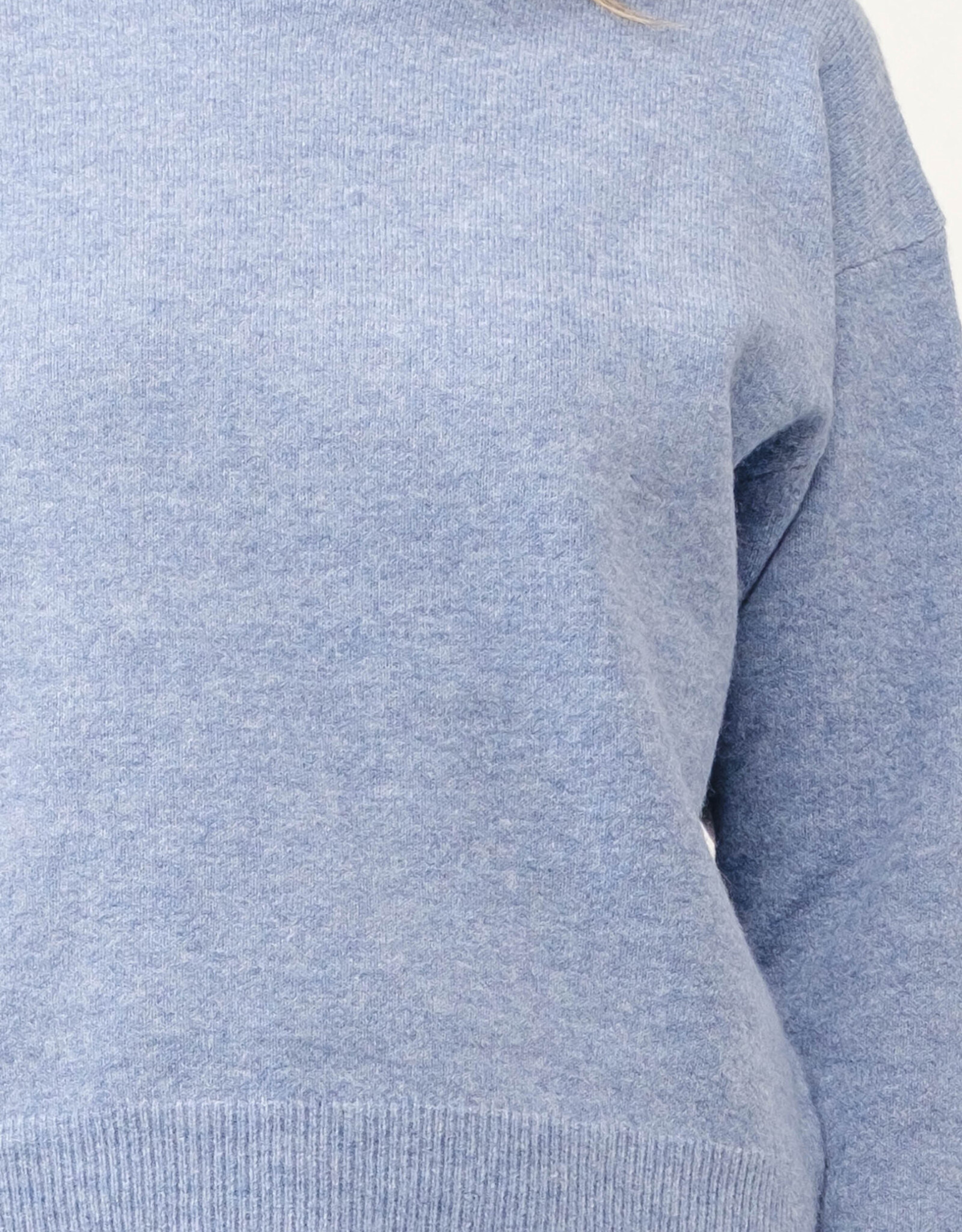 Miss Bliss Cielo Soft Turtleneck Pullover Sweater-Blue