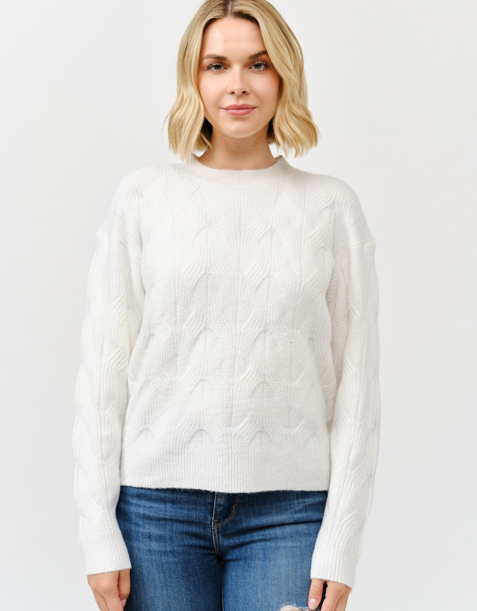 Miss Bliss Cielo Soft Wave Knit Sweater-Ivory