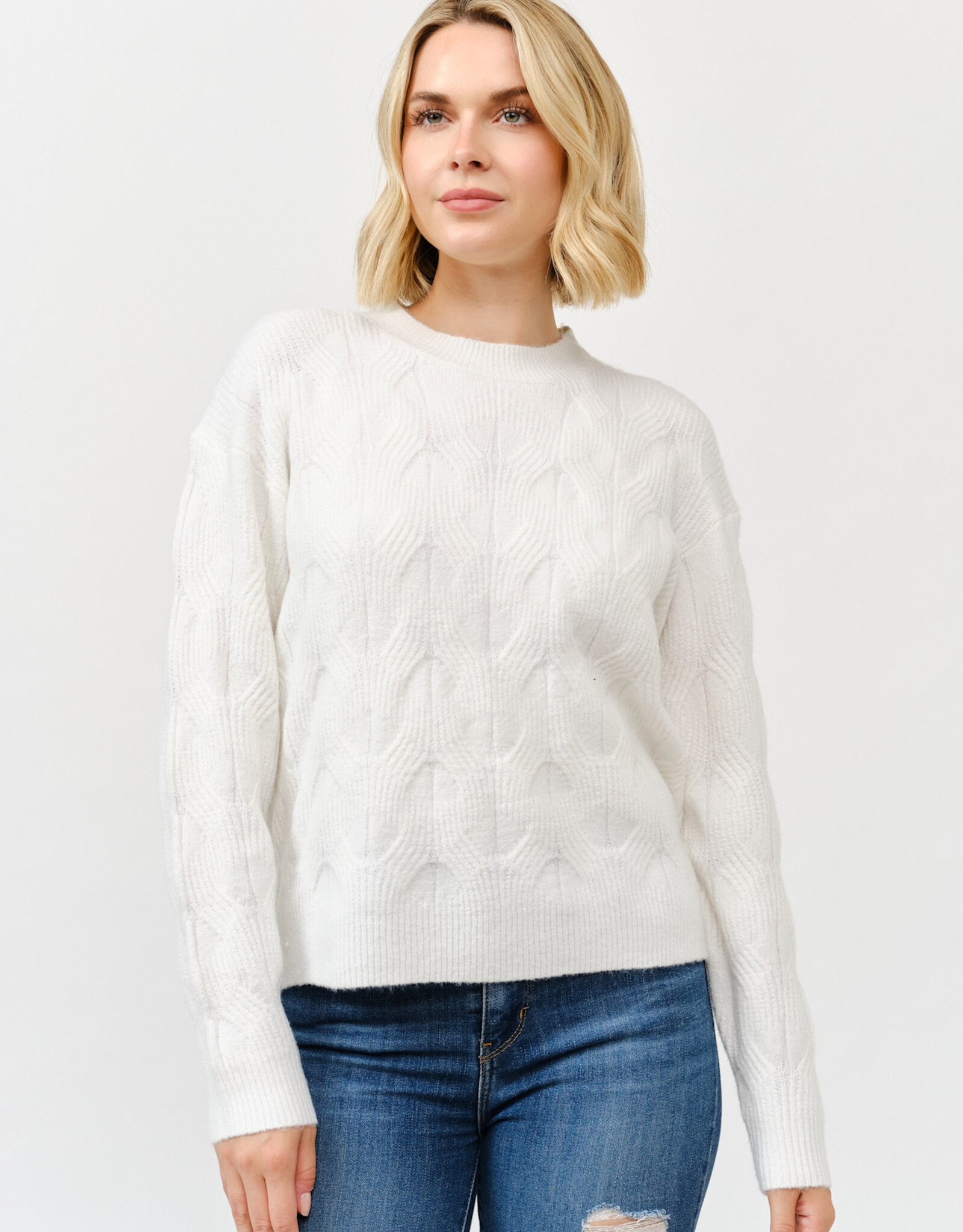 Miss Bliss Cielo Soft Wave Knit Sweater-Ivory