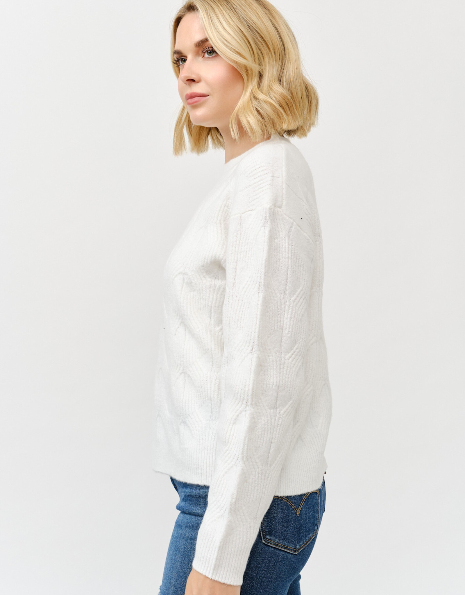 Miss Bliss Cielo Soft Wave Knit Sweater-Ivory