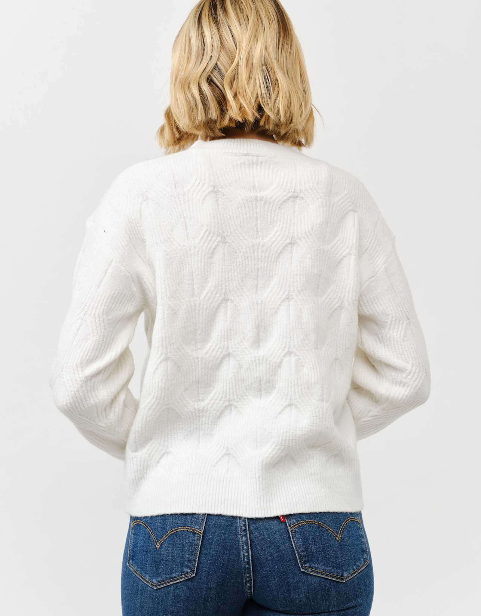 Miss Bliss Cielo Soft Wave Knit Sweater-Ivory