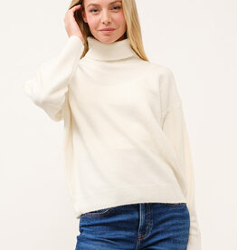 Miss Bliss Soft Turtleneck Pullover Sweater-Ivory