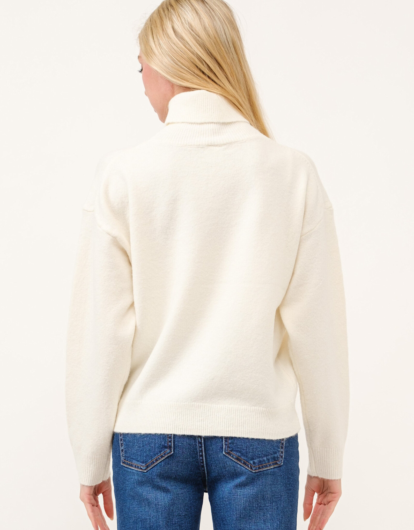 Miss Bliss Cielo Womens Soft Turtleneck Pullover Sweater-Ivory