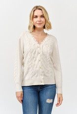 Miss Bliss Cielo Women's V Neck Golden Button Up Cardi-Ivory
