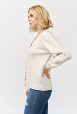 Miss Bliss Cielo Women's V Neck Golden Button Up Cardi-Ivory