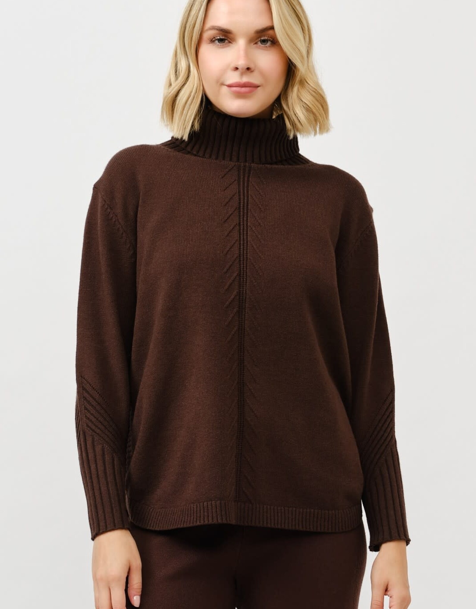 Miss Bliss Cielo Turtle Neck Loose Pullover Sweater-Brown