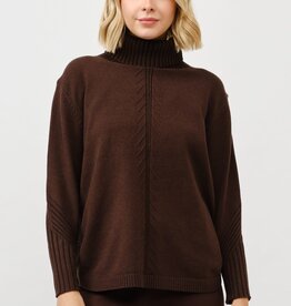 Miss Bliss Effortless Turtle Neck Pullover Sweater-Brown