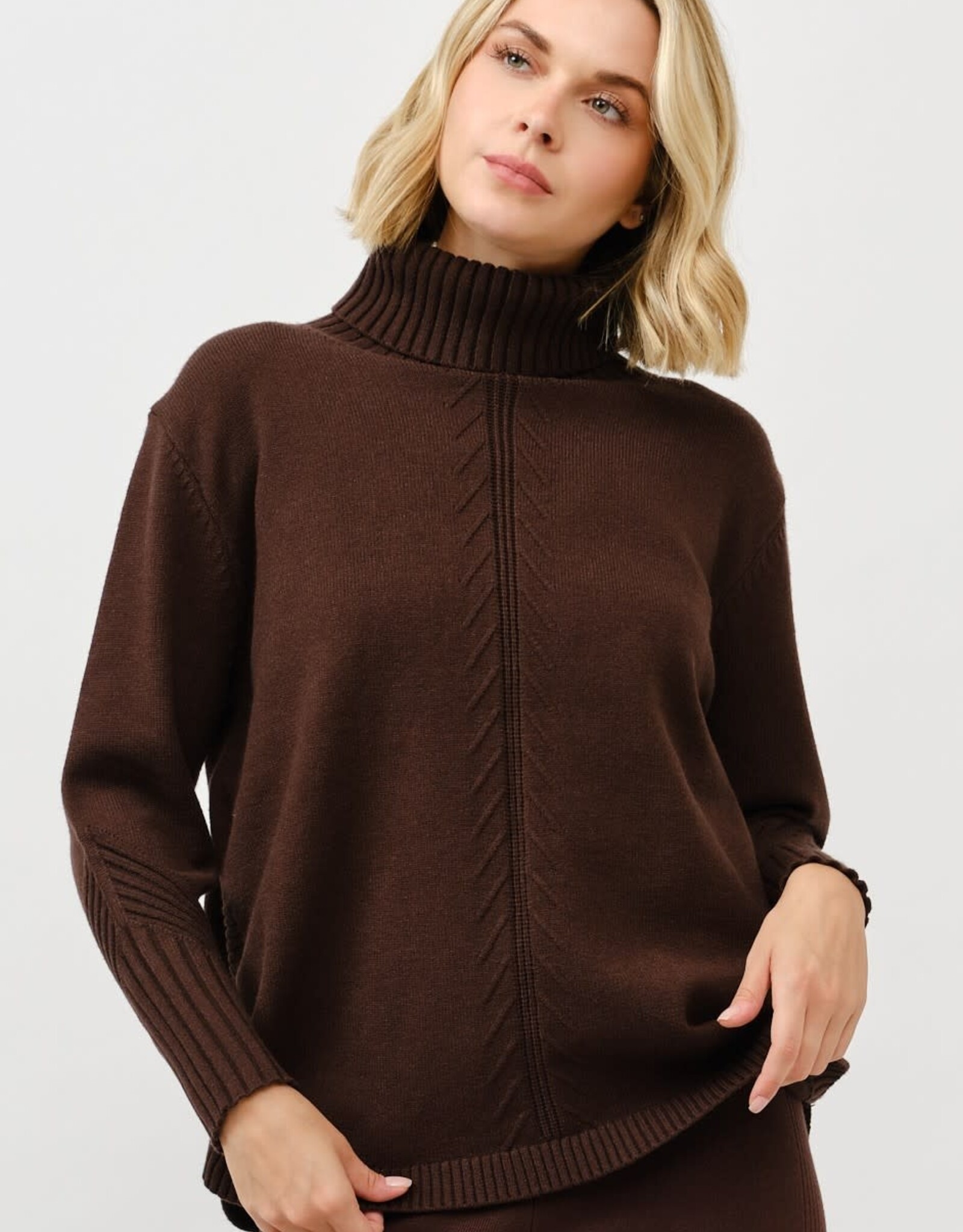 Miss Bliss Cielo Turtle Neck Loose Pullover Sweater-Brown