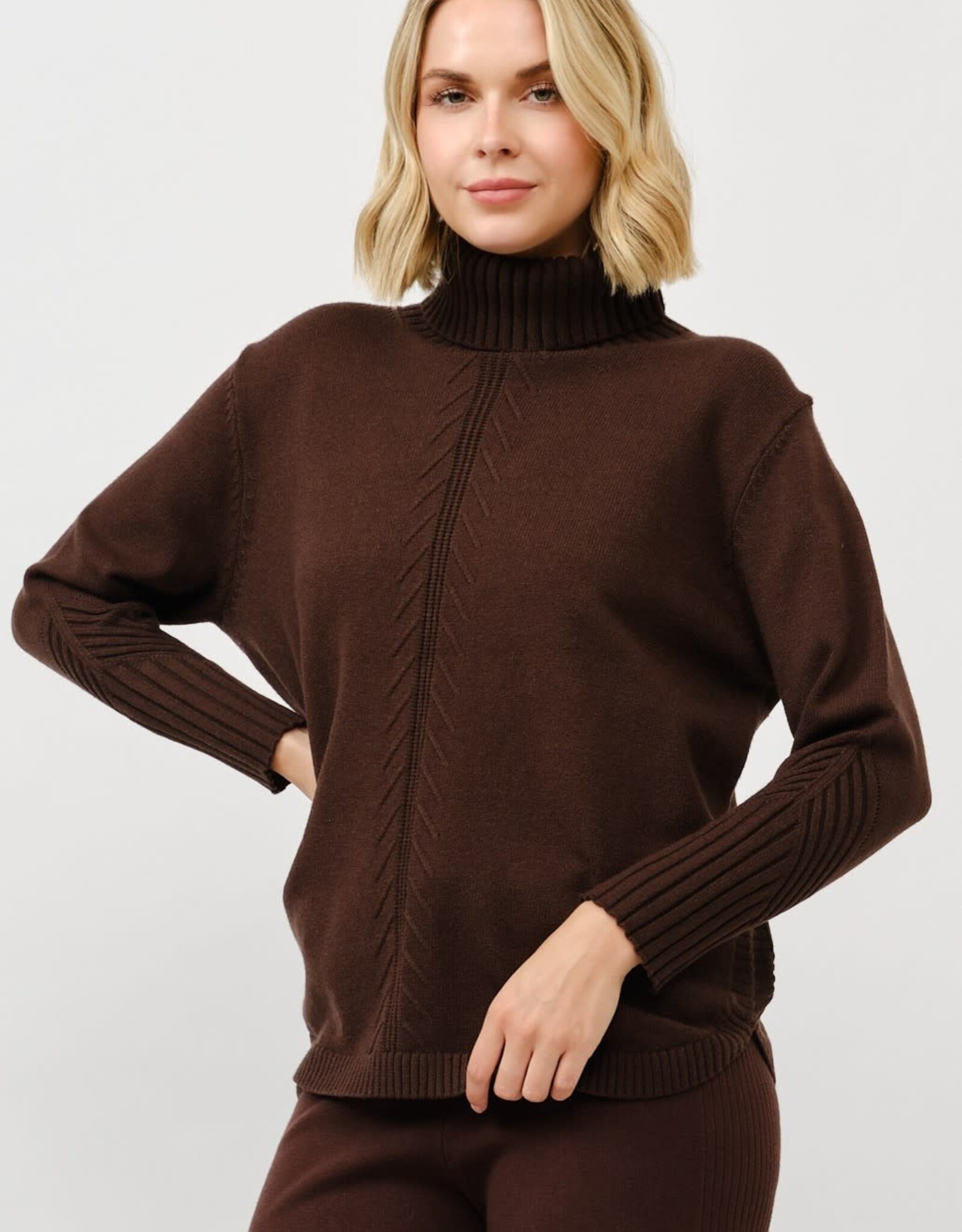 Miss Bliss Cielo Turtle Neck Loose Pullover Sweater-Brown